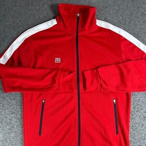 MOOTO Red Track Jacket Martial Arts Full Zip White Stripe Men's Large